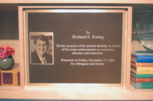 A photograph of the plaque presented to Dr. Ewing celebrating his 60th birthday.