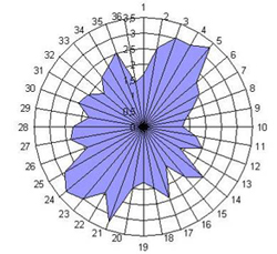 An image displaying the azimuthal distribution of scattered energy.